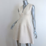 Alaia Zig Zag Trim Dress Ivory Wool-Blend Embossed Jacquard Knit Size 40