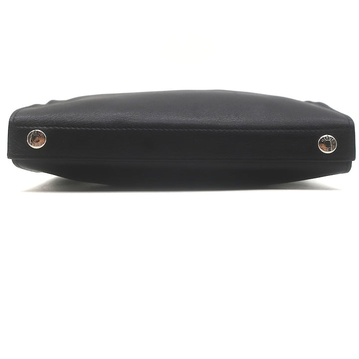 Hermes 2006 Karo GM Pouch Black Swift Leather Cosmetic Bag Palladium Hardware