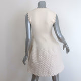 Alaia Zig Zag Trim Dress Ivory Wool-Blend Embossed Jacquard Knit Size 40