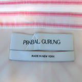 Prabal Gurung Tie-Strap Ruffled Midi Dress Pink/White Striped Cotton Size 6
