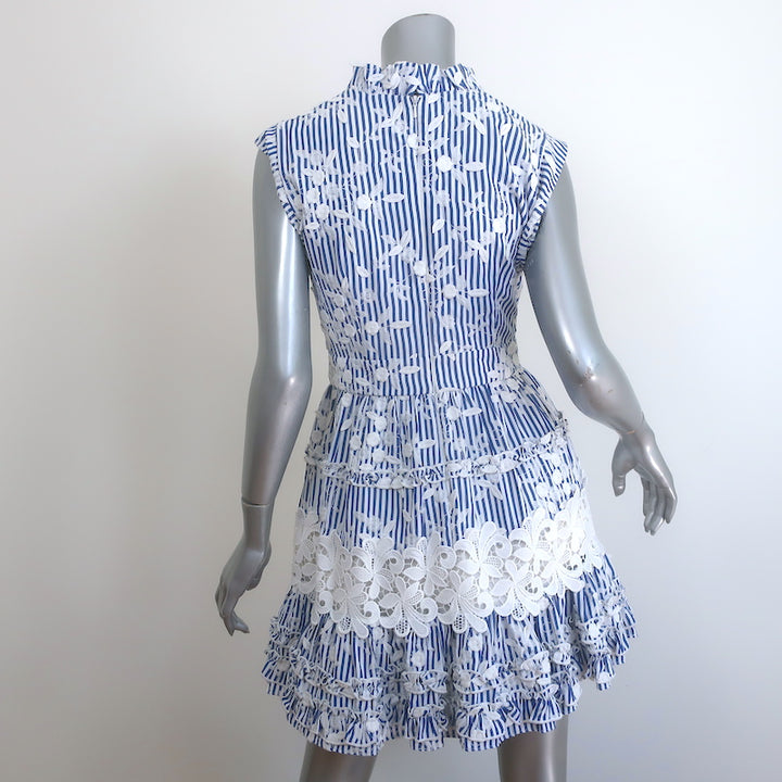 Alexis Olya Striped Embroidered Mini Dress Blue/White Size Small