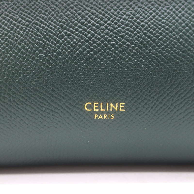 Celine Nano Belt Bag Forest Green Grained Calfskin Leather Crossbody NEW