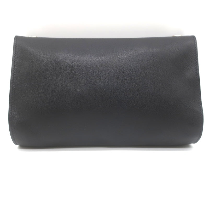 Hermes 2006 Karo GM Pouch Black Swift Leather Cosmetic Bag Palladium Hardware