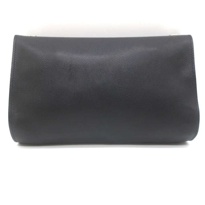 Hermes 2006 Karo GM Pouch Black Swift Leather Cosmetic Bag Palladium Hardware