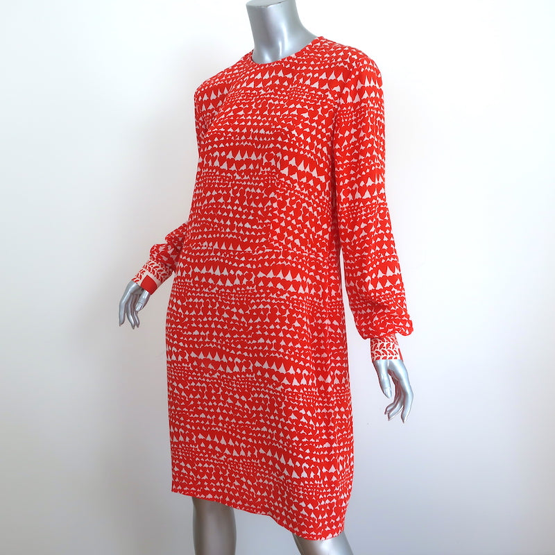 Stella McCartney Dress Gabel Heart Print Silk Size 44 Long Sleeve Shift