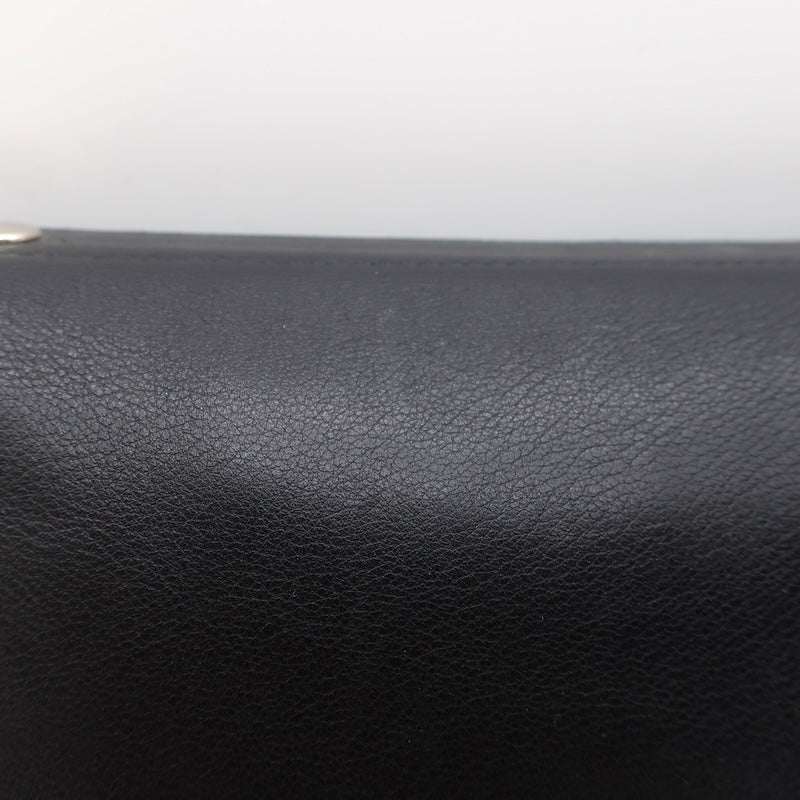 Hermes 2006 Karo GM Pouch Black Swift Leather Cosmetic Bag Palladium Hardware