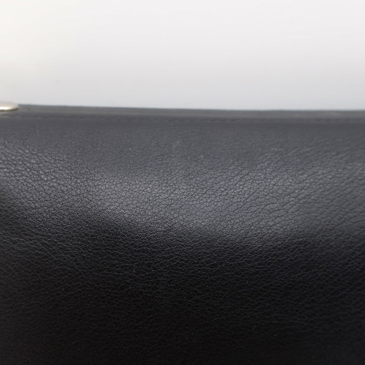Hermes 2006 Karo GM Pouch Black Swift Leather Cosmetic Bag Palladium Hardware