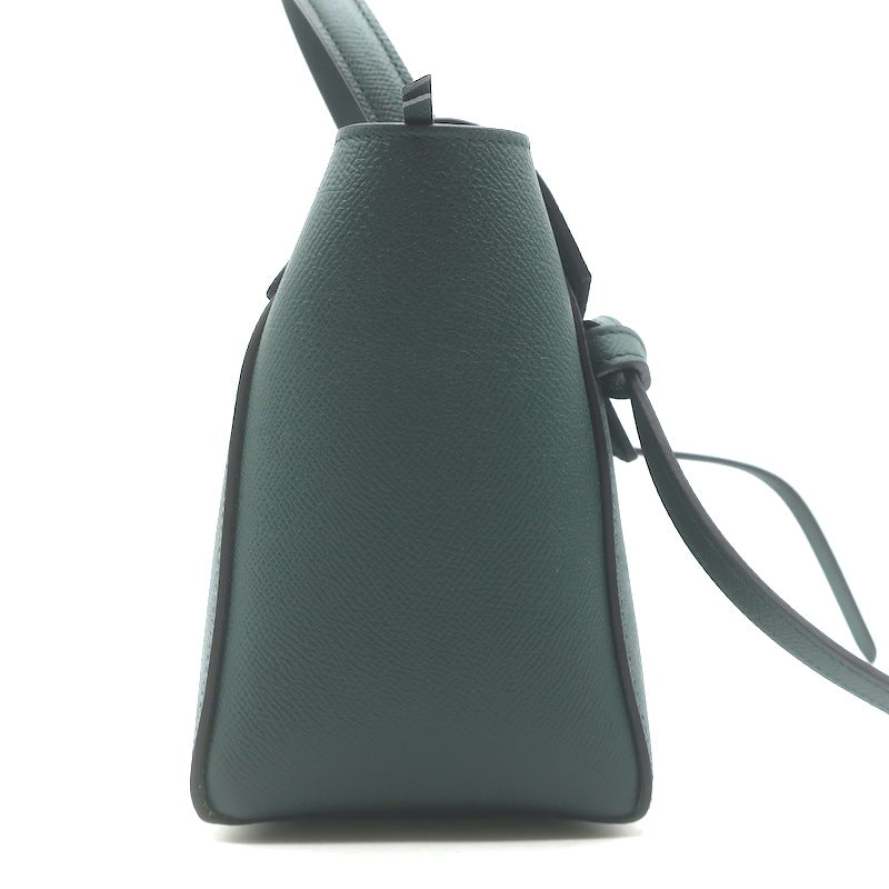 Celine Nano Belt Bag Forest Green Grained Calfskin Leather Crossbody NEW