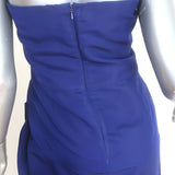 Oscar de la Renta Strapless Dress with Shawl Navy Silk Taffeta Size 10