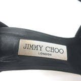 Jimmy Choo Mahine Lace-Up T-Strap Sandals Black Leather Size 37.5