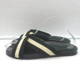 Jenni Kayne Striped Canvas Crossover Sandals Black/Cream Size 40 Flat Slides