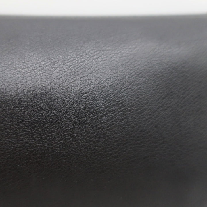 Hermes 2006 Karo GM Pouch Black Swift Leather Cosmetic Bag Palladium Hardware