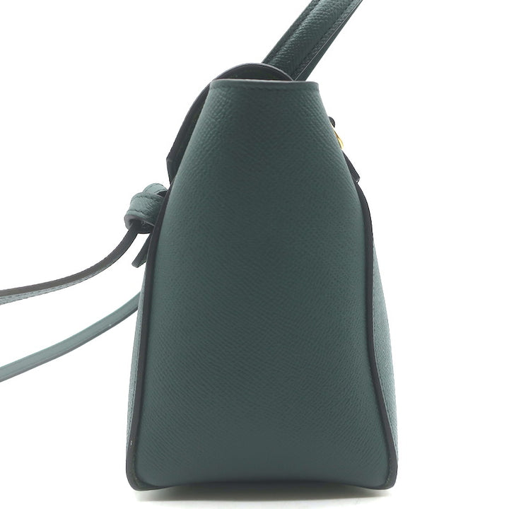 Celine Nano Belt Bag Forest Green Grained Calfskin Leather Crossbody NEW