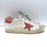 Golden Goose Superstar Low Top Sneakers White Leather & Pink Patent Size 38