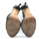 Jimmy Choo Mahine Lace-Up T-Strap Sandals Black Leather Size 37.5