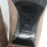 Prada Zip-Back Ankle Boots Taupe Suede Size 38.5