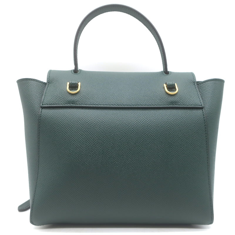 Celine Nano Belt Bag Forest Green Grained Calfskin Leather Crossbody NEW