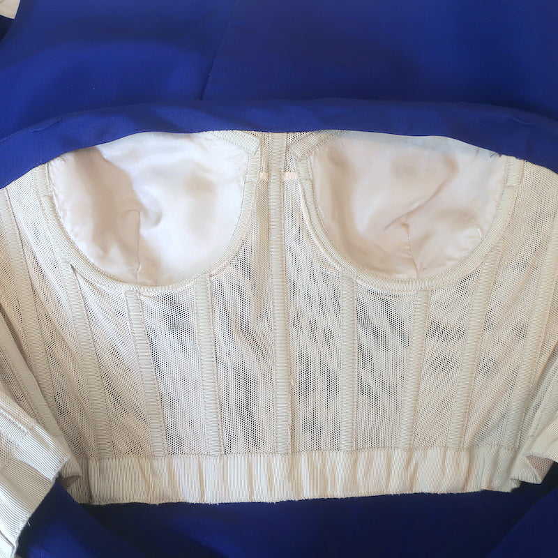 Oscar de la Renta Strapless Dress with Shawl Navy Silk Taffeta Size 10