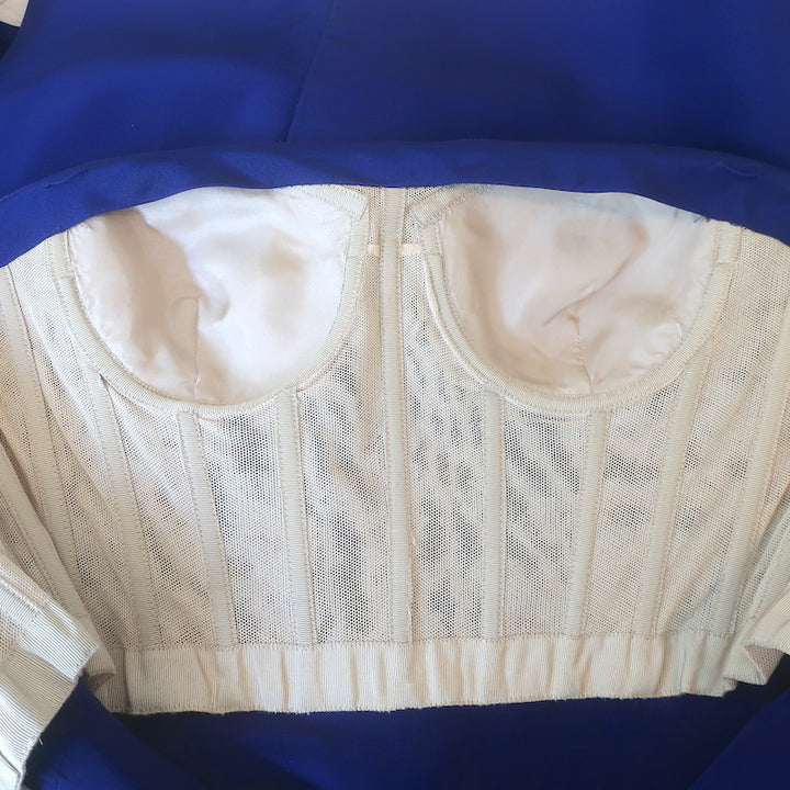 Oscar de la Renta Strapless Dress with Shawl Navy Silk Taffeta Size 10