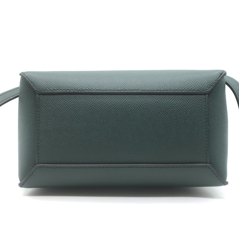 Celine Nano Belt Bag Forest Green Grained Calfskin Leather Crossbody NEW
