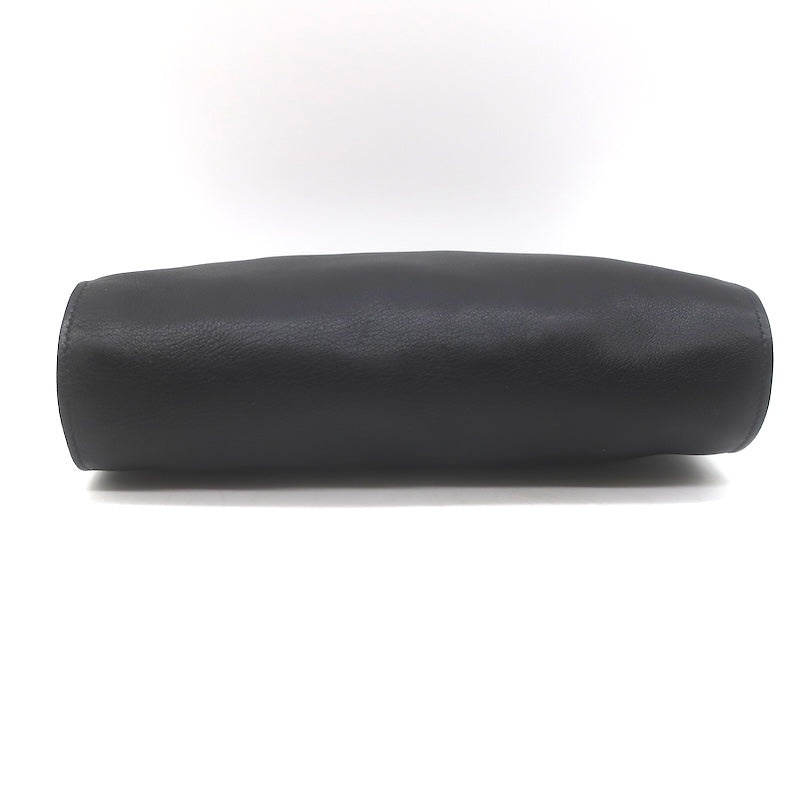 Hermes 2006 Karo GM Pouch Black Swift Leather Cosmetic Bag Palladium Hardware