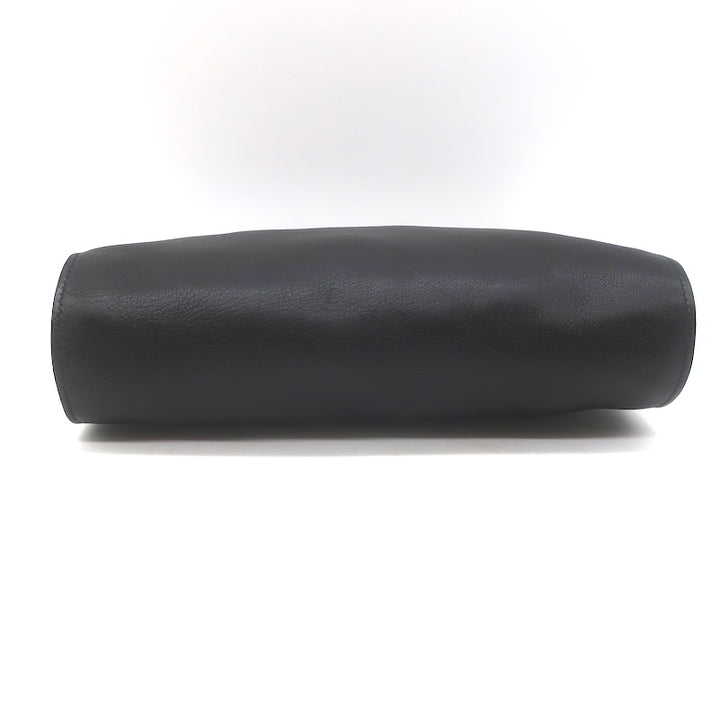 Hermes 2006 Karo GM Pouch Black Swift Leather Cosmetic Bag Palladium Hardware