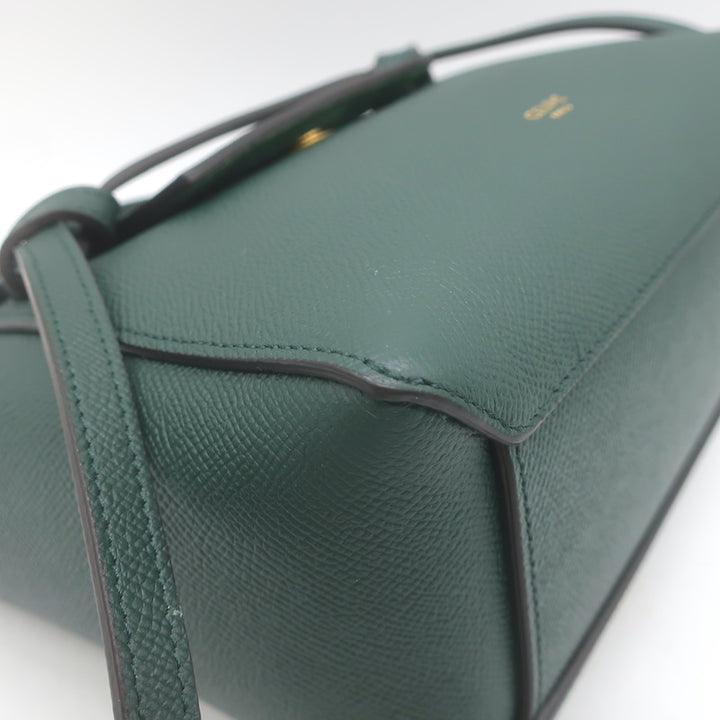 Celine Nano Belt Bag Forest Green Grained Calfskin Leather Crossbody NEW
