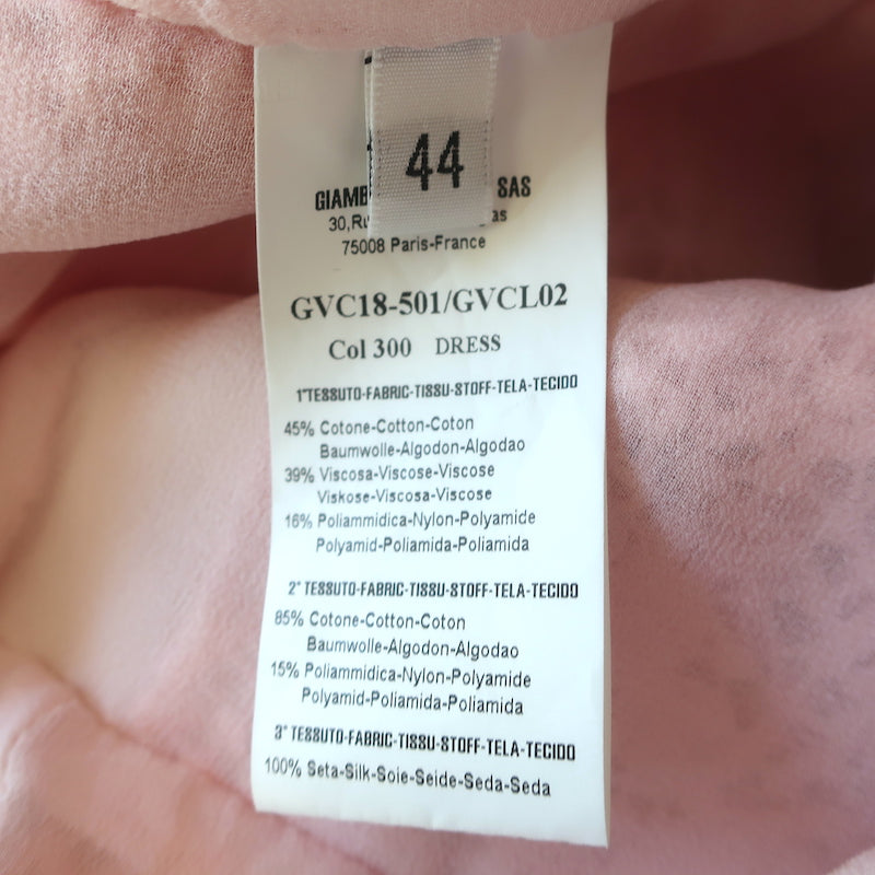 Giambattista Valli Bow-Detail Guipure Lace-Paneled Dress Pink Crepe Size 44 NEW