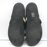 Jenni Kayne Striped Canvas Crossover Sandals Black/Cream Size 40 Flat Slides