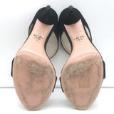 Prada Double Band Sandals Black Suede Size 39 Open Toe Heels