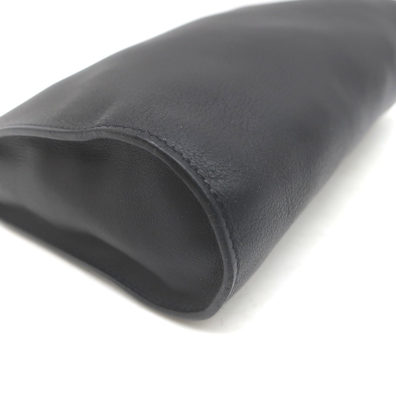Hermes 2006 Karo GM Pouch Black Swift Leather Cosmetic Bag Palladium Hardware
