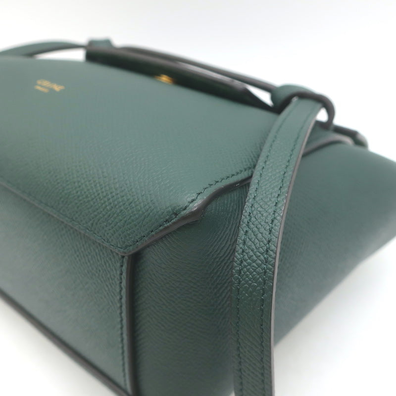 Celine Nano Belt Bag Forest Green Grained Calfskin Leather Crossbody NEW