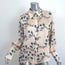 Chloe Blouse Beige Floral Print Hammered Satin Size 44 Long Sleeve Button-Up Top