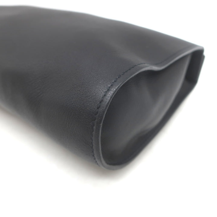 Hermes 2006 Karo GM Pouch Black Swift Leather Cosmetic Bag Palladium Hardware