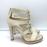 Gucci Platform Cage Sandals Cream Leather Size 40.5 Open Toe Heels
