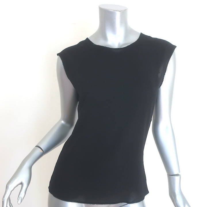 Vintage Chanel 04A Lace Rosette Turtleneck Top Black Size 40 Puff Sleeve Blouse