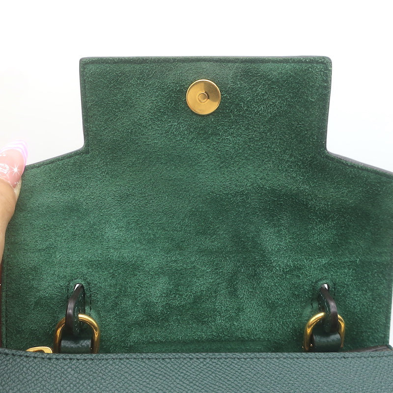 Celine Nano Belt Bag Forest Green Grained Calfskin Leather Crossbody NEW