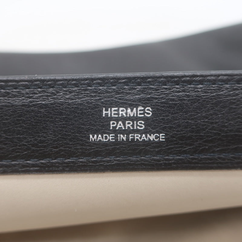 Hermes 2006 Karo GM Pouch Black Swift Leather Cosmetic Bag Palladium Hardware