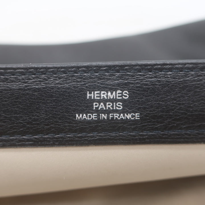 Hermes 2006 Karo GM Pouch Black Swift Leather Cosmetic Bag Palladium Hardware