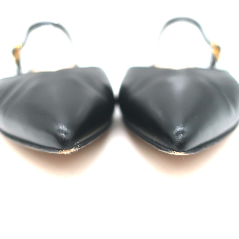 Gianvito Rossi Mules Black Leather Size 39 Pointed Toe Flats