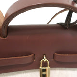 Hermes Herbag 40 GM 2-in-1 Tote Toile & Brown Leather Extra Large Shoulder Bag