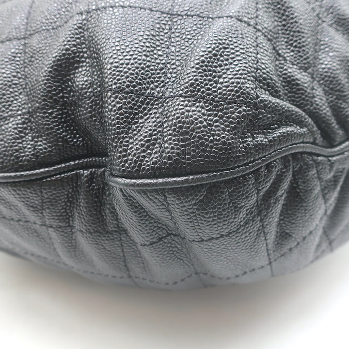 Chanel Cocomark Drawstring Tote Black Quilted Caviar Leather Large Shoulder Bag