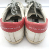 Golden Goose Superstar Low Top Sneakers White Leather & Pink Patent Size 38