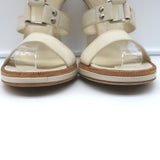 Gucci Platform Cage Sandals Cream Leather Size 40.5 Open Toe Heels
