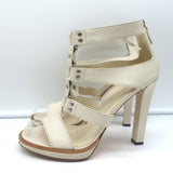 Gucci Platform Cage Sandals Cream Leather Size 40.5 Open Toe Heels