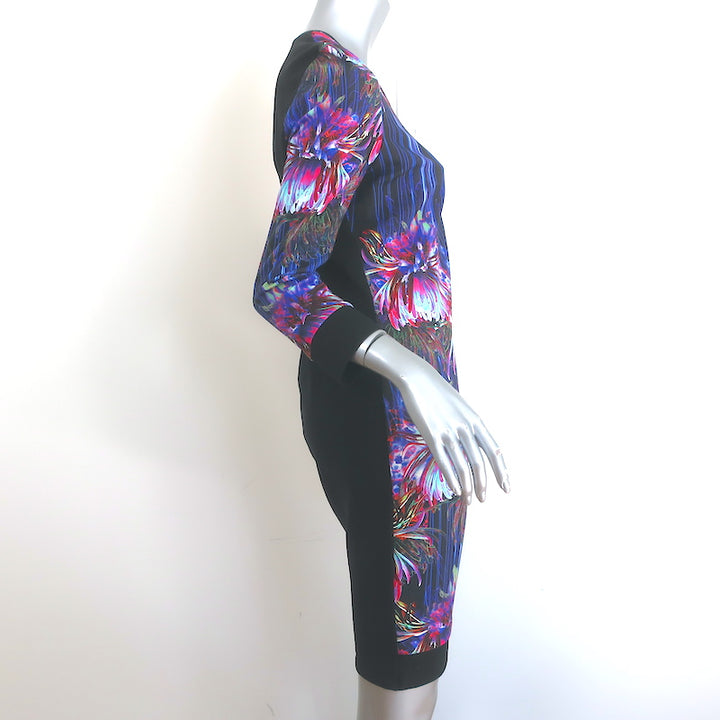 Roberto Cavalli Mini Dress Floral Print Stretch Jersey Size 44
