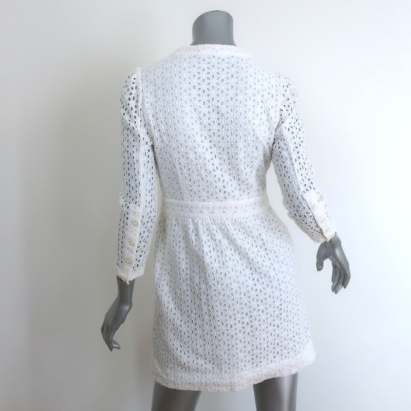 See by Chloe Eyelet-Embroidered Mini Dress White Cotton Size US 4 Celebrity Owned See by Chloe Eyelet-Embroidered Mini Dress White Cotton Size US 4 Celebrity Owned