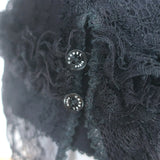 Vintage Chanel 04A Lace Rosette Turtleneck Top Black Size 40 Puff Sleeve Blouse