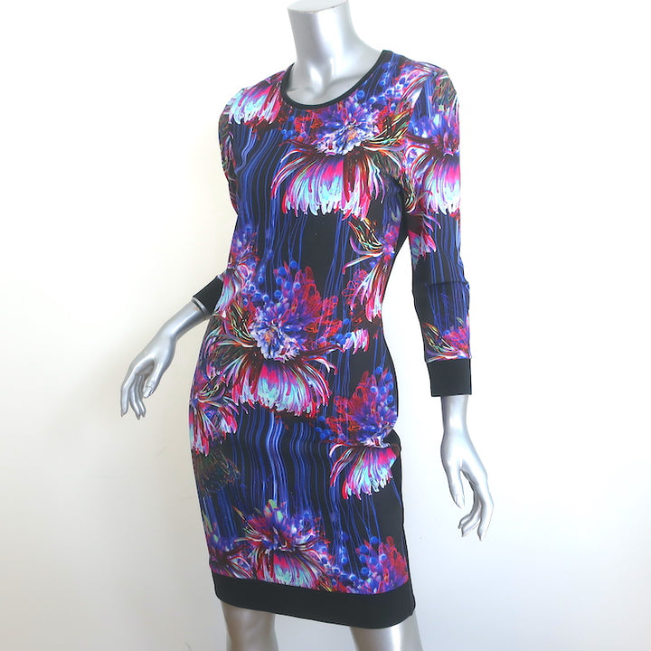 Roberto Cavalli Mini Dress Floral Print Stretch Jersey Size 44