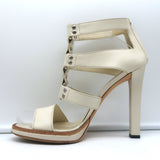 Gucci Platform Cage Sandals Cream Leather Size 40.5 Open Toe Heels